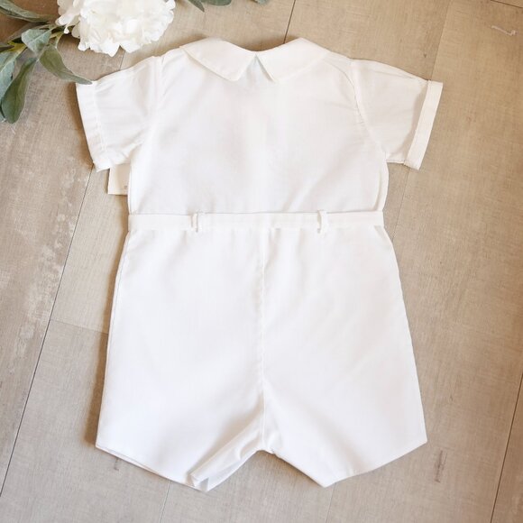 Boy's Feltman Brothers Belted Romper Train Embroidery 6/9 Months NWT RARE FIND - Picture 4 of 4